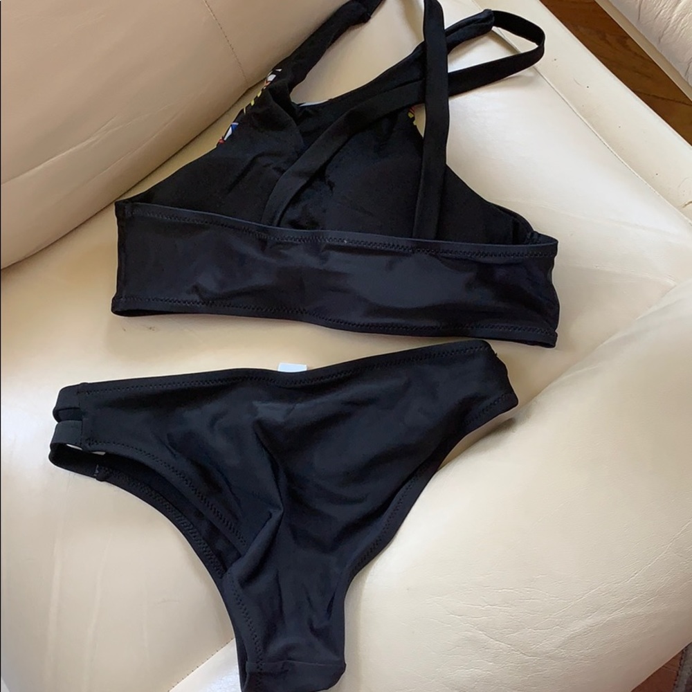 Cute black with Aztec design two piece swimsuit - Picture 2 of 4